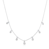 18ct White Gold Rub Set Round Brilliant Cut Diamond Trace Link Necklace