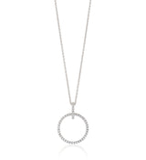 18ct White Gold Grain Set Round Brilliant Cut Diamond Circular Pendant and Chain