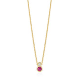 18ct Yellow Gold Rub Set Round Cut Ruby and Round Brilliant Cut Diamond Pendant
