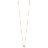 18ct Yellow Gold Rub Set Round Cut Ruby and Round Brilliant Cut Diamond Pendant