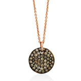 Piccolo 18ct Rose Gold Pave Set Round Brilliant Cut Brown Diamond Pendant and Chain