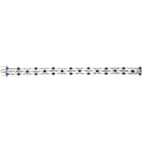 18ct White Gold Rub Set Round Cut Sapphire and Round Brilliant Cut Diamond Three Strand Bracelet