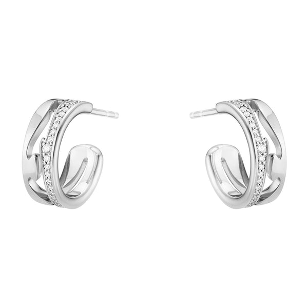 Georg Jensen Fusion 18ct White Gold Diamond Hoop Earrings