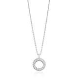 18ct White Gold Grain Set Round Brilliant Cut Diamond Circular Pendant
