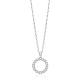 18ct White Gold Grain Set Round Brilliant Cut Diamond Circular Pendant