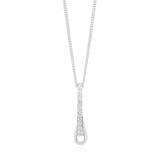 18ct White Gold Grain Set Round Brilliant Cut Diamond Drop Pendant