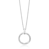 18ct White Gold Grain Set Round Brilliant Cut Diamond Circular Pendant