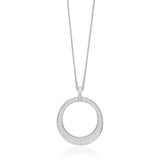 18ct White Gold Pave Set Round Brilliant Cut Diamond Circular Pendant