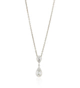 18ct White Gold Rub Set Pear Cut Diamond Drop Pendant and Chain