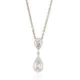 18ct White Gold Rub Set Pear Cut Diamond Drop Pendant and Chain