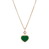 Chopard Happy Hearts 18ct Rose Gold Green Agate and Diamond Pendant and Chain