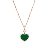 Chopard Happy Hearts 18ct Rose Gold Green Agate and Diamond Pendant and Chain