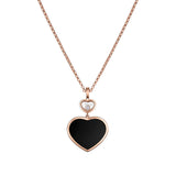 Chopard Happy Hearts 18ct Rose Gold Onyx and Diamond Pendant and Chain