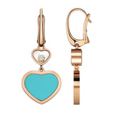 Chopard Happy Hearts 18ct Rose Gold Turquoise and Diamond Drop Earrings
