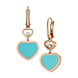 Chopard Happy Hearts 18ct Rose Gold Turquoise and Diamond Drop Earrings