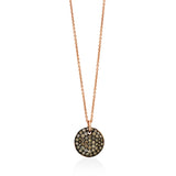 Piccolo 18ct Rose Gold Pave Set Round Brilliant Cut Brown Diamond Pendant and Chain