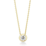 18ct Yellow Gold Rub Set Round Brilliant Cut Diamond Pendant and Chain