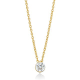 18ct Yellow Gold Two Claw Set Round Brilliant Cut Diamond Pendant