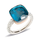 Pomellato Nudo Maxi 18ct Rose and White Gold London Blue Topaz and Diamond Ring
