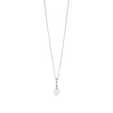 18ct White Gold Akoya Cultured Pearl and Diamond Pendant and Chain
