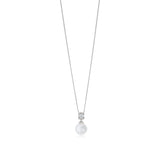 18ct White Gold South Sea Cultured Pearl and Diamond Pendant and Chain
