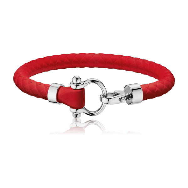 Omega Sailing Stainless Steel Red Rubber Bracelet