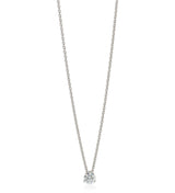 18ct White Gold Three Claw Set Round Brilliant Cut Diamond Pendant