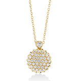 18ct Yellow Gold Grain Set Round Brilliant Cut Diamond Cluster Pendant and Chain