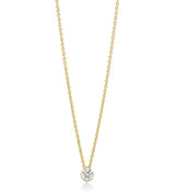 18ct Yellow Gold Two Claw Set Round Brilliant Cut Diamond Pendant