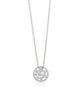 18ct White Gold Rub Set Round Brilliant Cut Diamond Halo Cluster Pendant and Chain