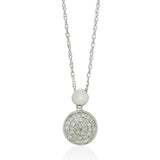 18ct White Gold Pave Set Round Brilliant Cut Diamond Cluster Pendant