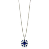 18ct White Gold Oval Cut Sapphire and Diamond Pendant and Chain