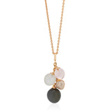 18ct Rose Gold Moonstone, Rose Quartz and Diamond Drop Pendant and Chain