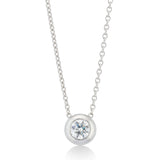 18ct White Gold Rub Set Round Brilliant Cut Diamond Pendant
