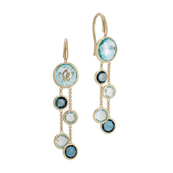 Marco Bicego Jaipur 18ct Yellow Gold Blue Topaz Drop Earrings
