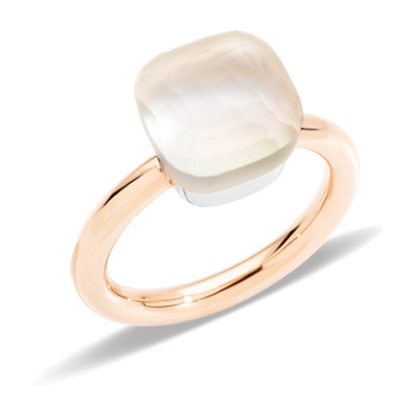 Pomellato Nudo Gelè 18ct Rose and White Gold White Topaz and Mother of Pearl Ring