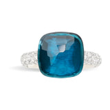 Pomellato Nudo Maxi 18ct Rose and White Gold London Blue Topaz and Diamond Ring