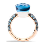 Pomellato Nudo Classic 18ct Rose and White Gold London Blue Topaz and Turquoise Ring