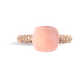 Pomellato Nudo Classic 18ct Rose and White Gold Rose Quartz and Diamond Ring
