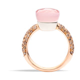 Pomellato Nudo Classic 18ct Rose and White Gold Rose Quartz and Diamond Ring