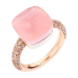 Pomellato Nudo Classic 18ct Rose and White Gold Rose Quartz and Diamond Ring