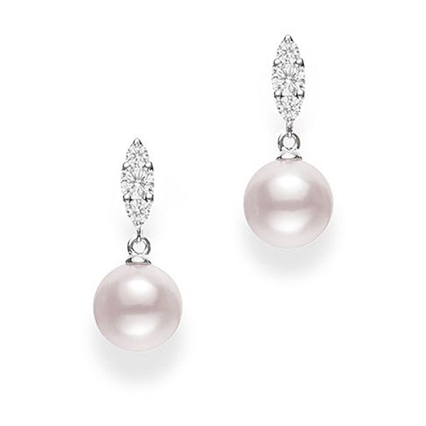 Mikimoto Morning Dew 18ct White Gold Akoya Cultured Pearl and Diamond Drop Earrings