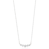 18ct White Gold Rub Set Round Brilliant Cut Diamond Necklace