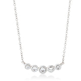 18ct White Gold Rub Set Round Brilliant Cut Diamond Necklace