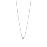 18ct White Gold Rub Set Round Brilliant Cut Diamond Pendant and Chain
