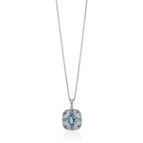 18ct White Gold Oval Cut Aquamarine and Round Brilliant Cut and Diamond Pendant and Chain