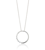 18ct White Gold Claw Set Round Brilliant Cut Diamond Circular Pendant and Chain