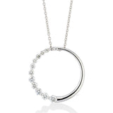 18ct White Gold Claw Set Round Brilliant Cut Diamond Circular Pendant and Chain