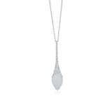 18ct White Gold Pear Cut Moonstone and Diamond Drop Pendant and Chain