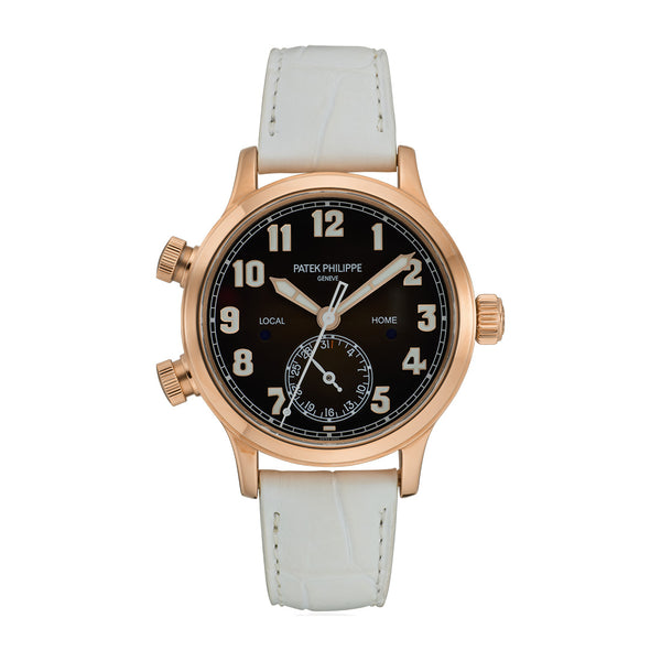 Pre-Owned Patek Philippe Calatrava Pilot Travel Time 18ct Rose Gold